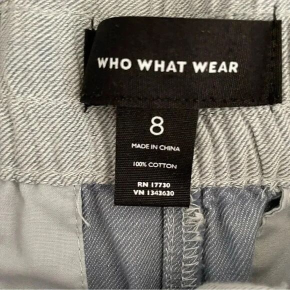 Who What Wear Cotton High Waist Scallop Blue Elastic Waist Pockets Shorts Sz 8 - Picture 9 of 12